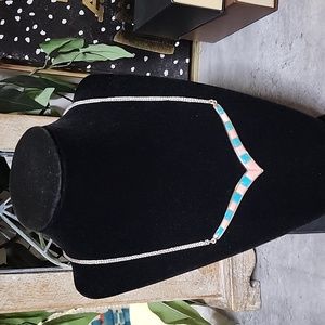 Jay King 925 silver necklace with turquoise and pink opal inlaid stones